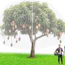 12 x 16 ft Large Fruit Tree Netting for Protecting Fruit from Squirrels Birds Bug Deer & Rat Garden Mesh Netting with Zipper and Drawstring Heavy Duty Tree Covers for Garden Bushes