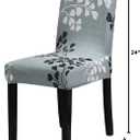 Chair Covers for Dining Chairs Set of 6, Stretchy Soft Parson Chair Covers Removable Washable Kitchen Dining Room Chair Slipcovers with Elastic for Universal Fit (Gray ginkgophyta)