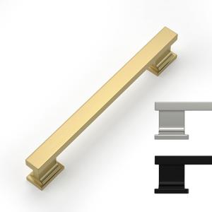 20 Pack 5 Inch Gold Cabinet Handles Brushed Gold Cabinet Pulls and Knobs, Square Kitchen Hardware for Drawer Dresser Cupboard