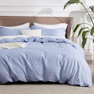 Bedsure Duvet Cover Queen Size - Soft Cationic Dyed Duvet Cover Set for Kids with Zipper Closure, 3 Pieces Bedding Set (Blue, 90"x90")