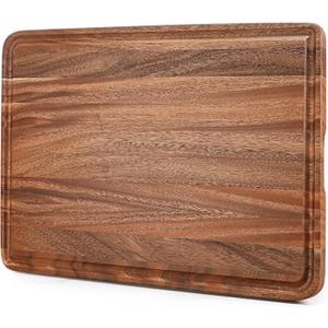 Extra Large Bamboo Wood Cutting Board for Kitchen, XXL Organic Acacia Wooden Butcher Block Chopping/Carving Board with Juice Groove for Turkey, Meat, Veggies, BBQ (XXL, 24" x 16"