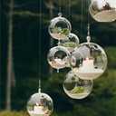Pack of 6 Hanging Glass Orbs Hanging Glass Globe Terrariums with 2 Side Hole for Candle Holder, TeaLight Holder Candlestick for Wedding Decor (Clear)