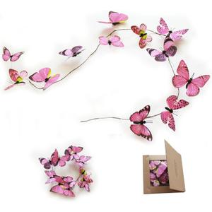 Artificial Butterfly Garland, Fake Butterfly Decorative Vines, DIY 3D Unique Butterfly Hanging Decor for Home Wall Easter Spring Flowers Party Wedding Arch Shopping (Bright Pink)