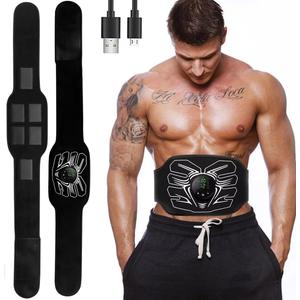 Abs Stimulator, Portable EMS Abdominal Muscle Toner for Home and Office Fitness, Strength Training - Black