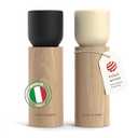 LARS NYSØM Wooden Salt and Pepper Grinder Set Manual - Salt and Pepper Mills with Adjustable Ceramic Grinder - Elegant Beechwood Pepper and Salt Mill Set for Dining Table (Black/ Beige)