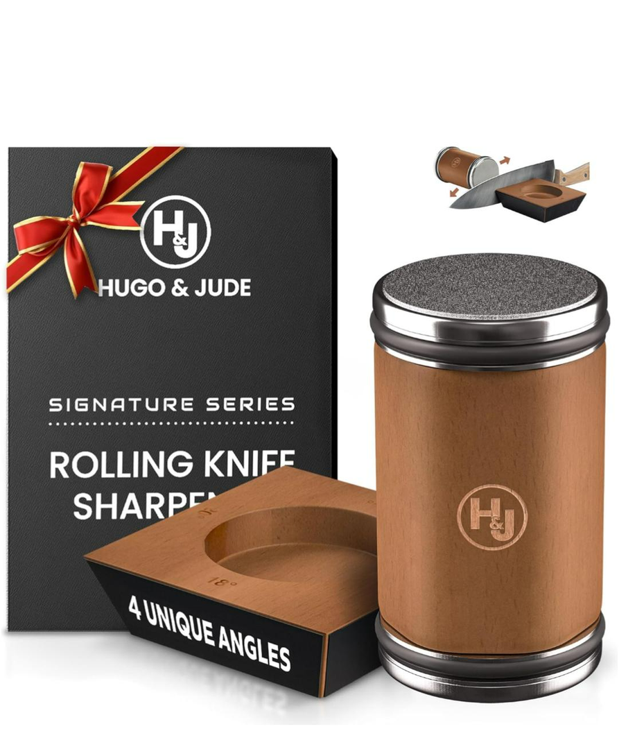 Hugo & Jude Premium Rolling Knife Sharpener - Sharpening Made Easy - Ergonomic Diamond Rolling Wheel Sharpener, 15/18/20/22° Magnetic Angles for Kitchen Knife Sharpener- Kitchen Gadgets & Gifts
Amazon's Choice