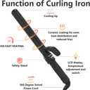 1-1/4 Inch Curling Iron - Ceramic Curling Iron, Fast Heat Function LCD Display 180F-450F Adjustable, Long Lasting Beach Waves, Dual Voltage Curler, Heat Resistant, Black