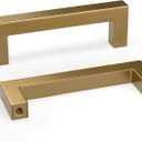 Goldenwarm 5 Pack Champagne Bronze Cabinet Pulls Gold Cabinet Handles 3 Inch Champagne Drawer Pulls Brushed Bronze Drawer Handles Square Kitchen Hardware for Cupboard Bedroom Dresser (3in Hole Centers)