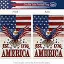 2 x CROWNED BEAUTY 4th of July Garden Flag Patriotic America Double Sided 12x18 Inches Small Burlap Holiday Welcome Yard Porch Decoration for Outside (Beige) CF1833-12