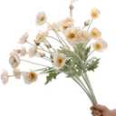 Set of 6 Poppies Flowers Artificial Silk Flowers with Long Stems Faux Wildflowers Bouquet for Vases Oil Pastel Style for Wedding Party Indoor Home Office Decor (Champagne)