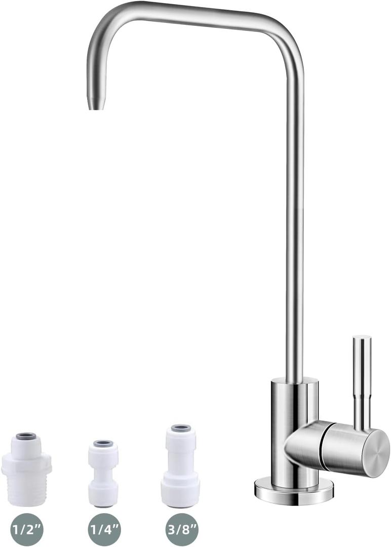 Drinking Water Faucet,Lead-Free Water Filter Faucet,Easy to Install Reverse Osmosis Faucets for Kitchen Bar Sink,Brushed Nickel SUS304 Stainless Steel