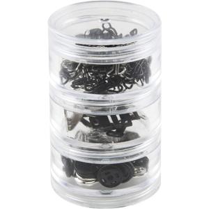 SINGER 07400 Fastener Variety-Pack in Stackable Screw Top Container - 48 Hook & Eyes, 24 Sew-On Snaps, 6 Hook & Bars , Black