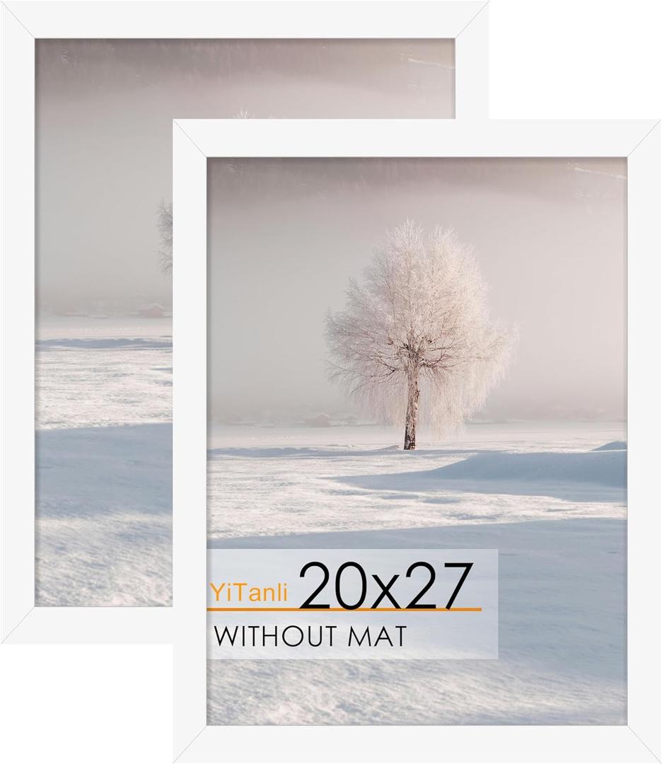Puzzle Frame 20x27, for 20 x 27 in Posters and Art Prints, Horizontal or Vertical Wall Mounting, White 27x20 Picture Frame for Puzzle, 2 Pack.