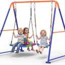 2 in 1Swing Set for Backyard, Platform & Belt Swing, 440lbs