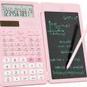 Rechargeable ROATEE 991ES MAX Scientific Calculators, CalcNote Multiview 4-Line Display with LCD Writing Tablet Notepad, Foldable Portable for Business High School College Students and Teacher(Pink)