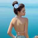 BBTO 21 Pcs Flower Hair Clip Rose Hair Clips Barrettes for Women Flower Accessories Boho Bride Claw Clip Hairpin Brooch Pin Headpiece for Wedding (Blue Series)