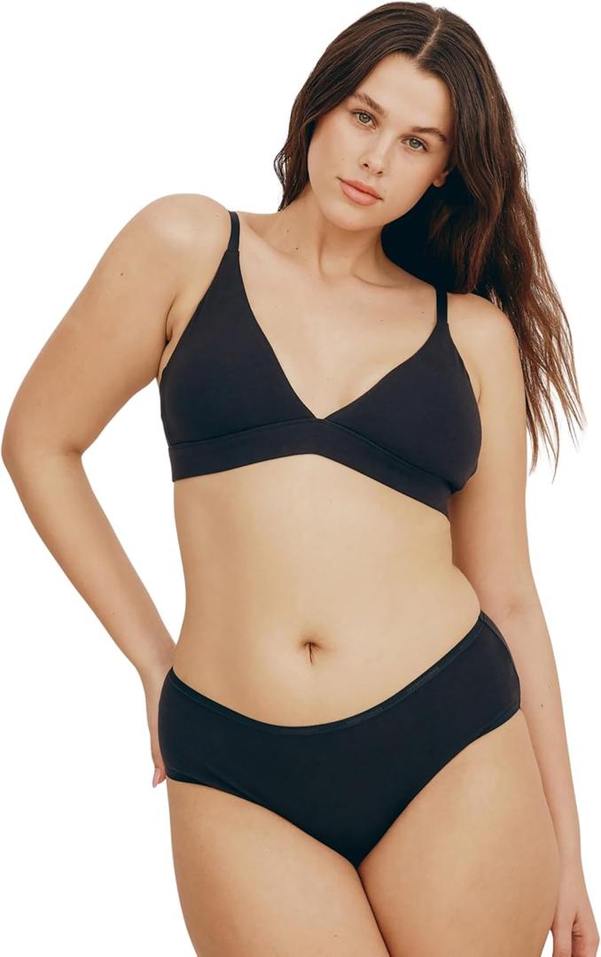 Organic Basics Women's Core Organic Cotton Triangle Bralette, Black, Small