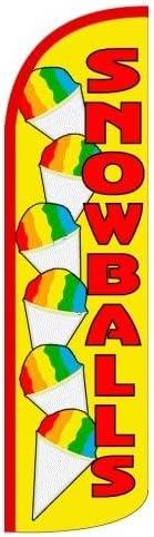 4 Less Co SNOWBALLS Windless Swooper Flag Feather Banner Sign 3x11.5 Feet Tall (Flag Only) yq
