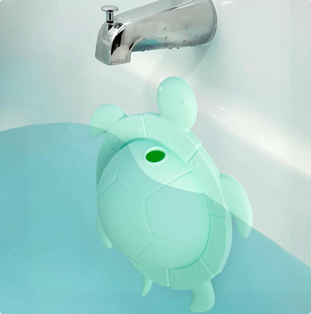 Turtle Bathtub Overflow Drain Cover  Universal Fit Tub Overflow Drain Cover, Drain Stopper Prevents Water Loss for Deeper Soaking - Drains in Aqua Lagoon