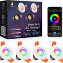 4 Pack 2 Inch Smart Recessed Lighting, 5W WiFi LED Downlight, Dimmable RGB & CCT 2700K-6500K, Compatible with Alexa & Google Home, 120V Recessed Ceiling Light with LED Driver