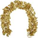 3 Pcs 6FT Christmas Garland Gold Glittered Artificial Holly Leaves for Christmas Tree Decorations Indoor Outdoor Hanging Garland Ornaments Home Decor Garden Door Wall Window Stair Holiday Decoration