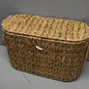 Coeusy Toilet Paper Basket with Lid,Wicker Basket for Bathroom Organizers and Storage,Holds Up to 6 Mega Rolls, Decorative Hand-Woven Rattan Bathroom Decor Accessories,Natural Water Hyacinth