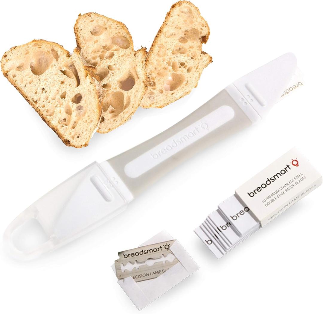 Breadsmart Bread Lame - Bread Scoring Tool - Set of 10 Stainless Steel Blades - Bakers Dough Scorer - Best Sourdough Bread Baking Supplies (Gray)
