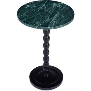 Small Marble Side Table, Round End Table with Faux Marble Top and Solid Wood Legs, Modern Accent Table for Living Room, Bedroom, Small Spaces and Office (Dark Green, Large), big