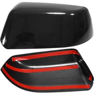 TOP-VIGOR Compatible with 2015-2019 Chevy Tahoe Suburban GMC Yukon/Yukon XL, 2pcs Top Half Mirror Covers Replacement  Gloss Black Mirror Caps for Left & Right Side