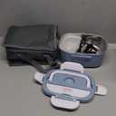 Electric Heated Lunch Boxes Adults: 80W Electric Lunch Box Food Heated 12/24/110V 1.5L Heatable Lunch Box for Car/Truck/Office Leak-Proof Stainless Steel Container,Fork & Spoon,Bag (Light Blue+White)