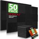 50 Pack Acoustic Foam Panels,2"X 12" X 12"Sound Proof Foam PanelsHigh Density Sound Absorbing Panels,Soundproof Wedges Panels for Studio Recording & Office & Home,Wedge 2"x12"x12", 50P-Foam