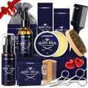 Lionmane Valentine's Day Beard Care Gifts Kit for Men, Beard Mustache Grooming Kit -Beard Balm, Beard Wash, Beard Oil, Brush, Scissors, Birthday Anniversary Daily Gifts for Husband/Boyfriend/Dad/Him