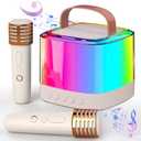 Mini Karaoke Machine with 2 Wireless Microphones for Kids Teens Adults Portable Bluetooth Speaker Funtion Birthday Gifts for Girls Boys Age 4-12 for Home Party Music Player