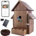 Bird House with Camera, Smart Birdhouse with Camera Solar Power, 1080p HD WiFi Outdoor Bird Box, Auto Capture Bird Videos & Motion Detection, Nesting Box for Birds (Dark Color, Normal)