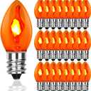 C7 Flicker Flame Orange Bulb, Flame Shaped Bulb Dances with a Flickering Glow, 1W, C7/E12 Candelabra Light Bulbs, 25 Pack