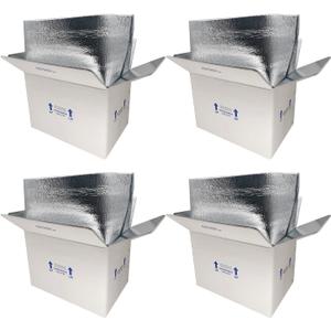 Insulated Shipping Boxes with Liners, 4 Pack 15'' x 10'' x 11'' Small Cold Shipping Boxes, for Perishable Frozen Food Shipping, White (TB151011L-4)