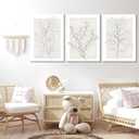 3Pcs Framed Neutral Botanical Wall Art Minimalist Abstract Botanical Line Canvas Posters Prints Modern Beige Boho Plant Paintings Wall Decor Pictures for Bedroom Living Room Home Decoration