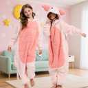 Unpifolov Kids Pig Cosplay Costumes Unisex Animal Children Teenager Jumpsuit (XS fit height 4'3"-4'9", Pink)