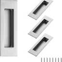 Ravinte 4 Pack Brushed Nickel Sliding Closet Door Handles Silver Flush Pulls 4.72in Length Recessed Finger Pulls for Sliding Barn Door Sqaure Cabinet Pulls Stainless Steel