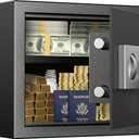 0.6 Feet Cubic Safe Box with Digital Keypad Lock & Keys, Home Safe Money Box for Cash, Documents, Jewelry,& Medicine, Security Digital Safe in Home, Hotel or Business