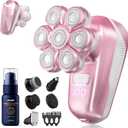 Electric Shaver for Women, Electric Razor with 7D Magnetic Shaver Heads, Wet Dry Waterproof Bald Head Trimmer Kit for Women & Men, Nose Ear Hair Trimmer, USB Rechargeable Clippers, Pink