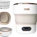 Portable Washing Machine,15L Collapsible Mini Washer with 3 Cleaning Modes Drain Basket Small Foldable Laundry Machine for Travel Camping Dorms RVs Apartments Baby Clothes Underwear Socks Delicates (Khaki)