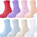 Ruffle Ankle Crew Socks School Uniform Dress Socks for Kids 4-16 Years