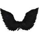 Angel Wings Costume Accessories-Feather Wings with Halo Headband Set for Adults, Lightweight Adjustable Fairy Wings,Cosplay Black