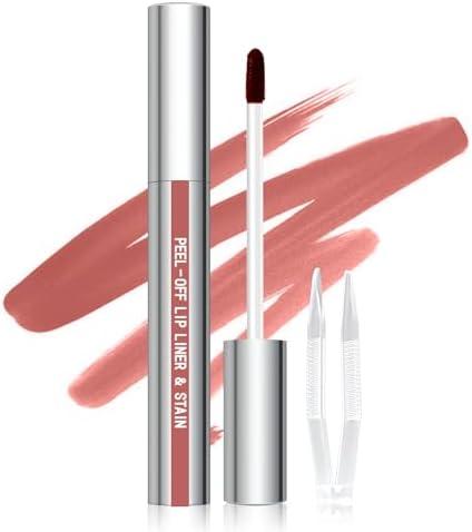 Cilrofelr Peel Off Lip Liner Stain with Tweezer, Long Wear Tattoo Lip Liner, Peel Off Lip Stain with Matte Finish, Long Lasting, Waterproof, Transfer-proof, Highly Pigmented Color (Buff)