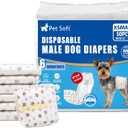 Pet Soft Dog Diapers Male  Disposable Male Dog Wraps Wetness Indicator, Ultra Absorbent Doggie Diapers Comfortable for Incontinence Excitable Urination, 50pcs XSmall
