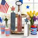 4th of July Table Decorations, 3Pcs Red White and Blue Decorations, Retro Patriotic Memorial Day Tiered Tray Decor, Labor Day Independence Day Fourth of July Decor for Home Office Shelf