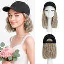SEGO Hat Wig, Hat with Hair Attached for Women Black Baseball Cap with Hair Extensions, Short Curly Baseball Cap Wig Adjustable Hats for Daily Party 8 Inch #16P613 Ash Blonde
