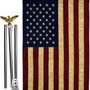 4th of July American Flag Eagle Pole Kit for Independence Day Vintage Applique US Wall Hanging Grave Decoration Sign Memorial Veterans Day USA Poster Door Canvas Room Tapestry for Dad