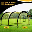 Apex Sports Portable 22ft x 12ft x 8ft Baseball & Softball Batting Cage with Pitching Machine Hole, 3ply 1.25'' Yellow Netting, Secure Steel Poles, 12.7MM Fibreglass Poles, Carry Bag Included